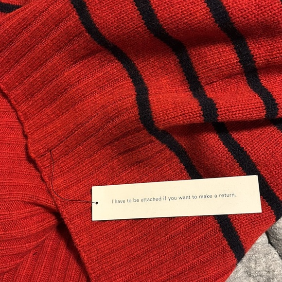 NTW Reformation Red Striped Wool Crew Sweater - Picture 7 of 7
